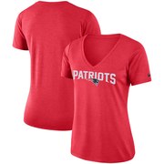 Add New England Patriots Nike Women's Performance V-Neck T-Shirt - Heathered Red To Your NFL Collection