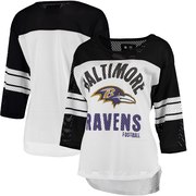 Add Baltimore Ravens G-III 4Her by Carl Banks Women's First Team Three-Quarter Sleeve Mesh T-Shirt - White/Black To Your NFL Collection