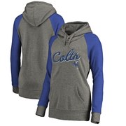 Add Indianapolis Colts NFL Pro Line by Fanatics Branded Women's Timeless Collection Rising Script Tri-Blend Raglan Pullover Hoodie - Ash To Your NFL Collection