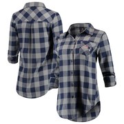 Add New England Patriots Juniors Spirit Week Front Knot Plaid Button-Up Shirt - Navy To Your NFL Collection