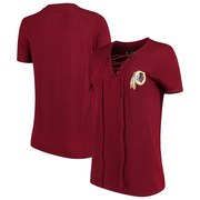 Add Washington Redskins New Era Women's Lace-Up V-Neck T-Shirt – Burgundy To Your NFL Collection