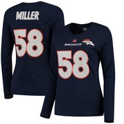 Add Von Miller Denver Broncos Majestic Women's Fair Catch V Name & Number Long Sleeve T-Shirt - Navy To Your NFL Collection