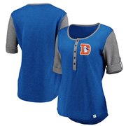 Add Denver Broncos NFL Pro Line by Fanatics Branded Women's True Classics Henley T-Shirt - Royal/Heathered Gray To Your NFL Collection