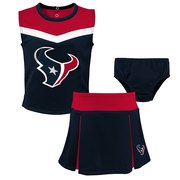 Add Houston Texans Girls Preschool Two-Piece Spirit Cheer Cheerleader Set With Bloomers - Navy To Your NFL Collection