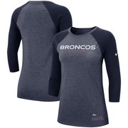 Add Denver Broncos Nike Women's Current Logo 3/4-Sleeve Marled Raglan T-Shirt – Navy To Your NFL Collection