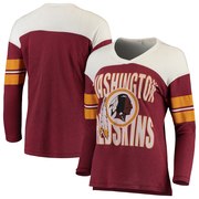 Add Washington Redskins Junk Food Women's Throwback Football Long Sleeve T-Shirt – Burgundy/White To Your NFL Collection