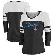 Add Detroit Lions NFL Pro Line by Fanatics Branded Women's Timeless Collection Rising Script Color Block 3/4 Sleeve Tri-Blend T-Shirt - Black To Your NFL Collection