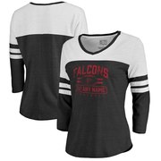 Add Atlanta Falcons NFL Pro Line by Fanatics Branded Women's Personalized Flanker Three-Quarter Sleeve Tri-Blend T-Shirt - Black To Your NFL Collection