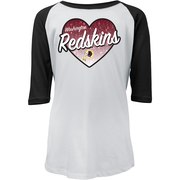 Add Washington Redskins New Era Girls Youth Gradient Heart Raglan 3/4-Sleeve T-Shirt – White/Black To Your NFL Collection