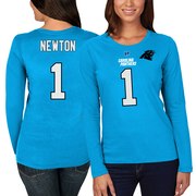 Add Cam Newton Carolina Panthers Majestic Women's Fair Catch Long Sleeve Name & Number T-Shirt - Blue To Your NFL Collection