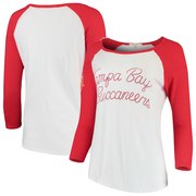 Order Tampa Bay Buccaneers Junk Food Women's Retro Script Raglan 3/4-Sleeve T-Shirt – White/Red at low prices.