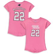 Christian McCaffrey Carolina Panthers Girls Youth Dolman Mainliner Name & Number T-Shirt – Pink