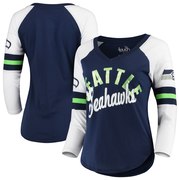 Add Seattle Seahawks Touch by Alyssa Milano Women's Reflex 3/4-Sleeve Raglan V-Neck T-Shirt - College Navy/White To Your NFL Collection