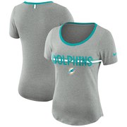 Add Miami Dolphins Nike Women's Strike Slub T-Shirt - Heathered Gray To Your NFL Collection