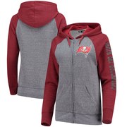 Add Tampa Bay Buccaneers 5th & Ocean by New Era Women's Fleece Tri-Blend Raglan Sleeve Full-Zip Hoodie - Heathered Gray/Red To Your NFL Collection