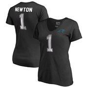 Add Cam Newton Carolina Panthers NFL Pro Line by Fanatics Branded Women's Authentic Foil Stack Name & Number V-Neck T-Shirt - Black To Your NFL Collection