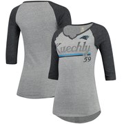 Add Luke Kuechly Carolina Panthers Women's Juniors Over the Line Player Name & Number Tri-Blend 3/4-Sleeve V-Notch T-Shirt - Heathered Gray/Black To Your NFL Collection