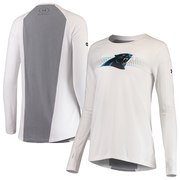 Add Carolina Panthers Under Armour Women's Combine Authentic Dot Stripe Long Sleeve Favorites T-Shirt - White To Your NFL Collection