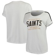 Add New Orleans Saints Junk Food Women's Cheer Rolled Sleeves T-Shirt – White/Black To Your NFL Collection