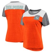 Add Miami Dolphins NFL Pro Line by Fanatics Branded Women's Iconic Pocket Tri-Blend T-Shirt – Orange/Heathered Gray To Your NFL Collection