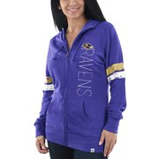 Add Baltimore Ravens Majestic Women's Athletic Tradition Full-Zip Hoodie - Heathered Purple To Your NFL Collection