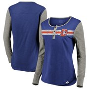 Add Denver Broncos NFL Pro Line by Fanatics Branded Women's True Classics Retro Stripe Henley T-Shirt – Royal/Heathered Gray To Your NFL Collection