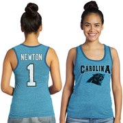 Add Cam Newton Carolina Panthers Majestic Women's Tri-Blend Wordmark Name & Number Tank Top - Light Blue To Your NFL Collection