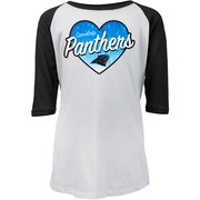 Add Carolina Panthers New Era Girls Youth Gradient Heart Raglan 3/4-Sleeve T-Shirt – White/Black To Your NFL Collection