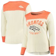 Add Denver Broncos Touch by Alyssa Milano Women's Plus Size Fan Club Thermal Long Sleeve T-Shirt – White/Orange To Your NFL Collection