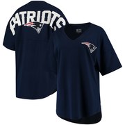 Add New England Patriots NFL Pro Line by Fanatics Branded Women's Spirit Jersey Goal Line V-Neck T-Shirt - Navy To Your NFL Collection