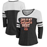 Add Cincinnati Bengals NFL Pro Line by Fanatics Branded Women's Air Color Block Tri-Blend 3/4-Sleeve T-Shirt – Black To Your NFL Collection