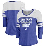 Add Indianapolis Colts NFL Pro Line by Fanatics Branded Women's Air Color Block Tri-Blend 3/4-Sleeve T-Shirt – Royal To Your NFL Collection