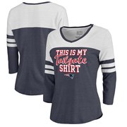 Add New England Patriots NFL Pro Line by Fanatics Branded Women's Air Color Block Tri-Blend 3/4-Sleeve T-Shirt – Navy To Your NFL Collection