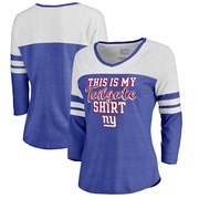 Add New York Giants NFL Pro Line by Fanatics Branded Women's Air Color Block Tri-Blend 3/4-Sleeve T-Shirt – Royal To Your NFL Collection