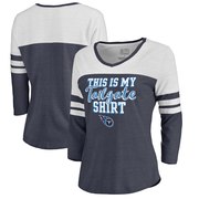 Add Tennessee Titans NFL Pro Line by Fanatics Branded Women's Air Color Block Tri-Blend 3/4-Sleeve T-Shirt – Navy To Your NFL Collection