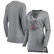 Add Atlanta Falcons Majestic Women's Historic Hyper Lace-Up Tunic Sweatshirt - Heathered Gray To Your NFL Collection