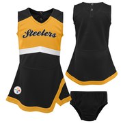 Add Pittsburgh Steelers Girls Toddler Cheer Captain Jumper Dress – Black/Gold To Your NFL Collection