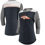 Add Denver Broncos NFL Pro Line by Fanatics Branded Women's Iconic 3/4 Sleeve T-Shirt – Navy/Heathered Gray To Your NFL Collection