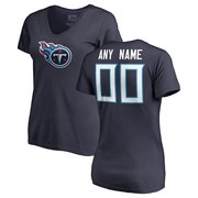 Add Tennessee Titans NFL Pro Line Women's Any Name & Number Logo Personalized T-Shirt - Navy To Your NFL Collection