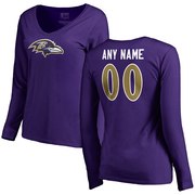 Add Baltimore Ravens NFL Pro Line by Fanatics Branded Women's Personalized Name & Number Logo Long Sleeve T-Shirt - Purple To Your NFL Collection