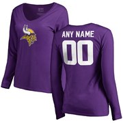 Add Minnesota Vikings NFL Pro Line Women's Personalized Name & Number Logo Long Sleeve T-Shirt - Purple To Your NFL Collection