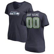 Add Seattle Seahawks NFL Pro Line Women's Any Name & Number Logo Personalized T-Shirt - Navy To Your NFL Collection