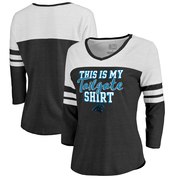 Add Carolina Panthers NFL Pro Line by Fanatics Branded Women's Air Color Block Tri-Blend 3/4-Sleeve T-Shirt – Black To Your NFL Collection