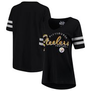 Add Pittsburgh Steelers Touch by Alyssa Milano Women's Triple Play V-Neck T-Shirt - Black To Your NFL Collection