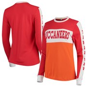 Add Tampa Bay Buccaneers Junk Food Women's Color Block Racer Long Sleeve T-Shirt - Red/Orange To Your NFL Collection