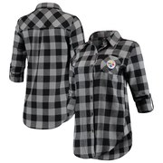 Add Pittsburgh Steelers Juniors Spirit Week Front Knot Plaid Button-Up Shirt - Black To Your NFL Collection