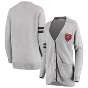 Add Chicago Bears Touch by Alyssa Milano Women's Varsity Girl V-Neck Long Sleeve Cardigan Sweater – Gray To Your NFL Collection