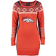 Add Denver Broncos Klew Women's Big Logo Ugly Sweater Dress - Orange To Your NFL Collection