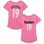 Add JuJu Smith-Schuster Pittsburgh Steelers Girls Youth Dolman Mainliner Name & Number T-Shirt – Pink To Your NFL Collection