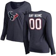 Add Houston Texans NFL Pro Line Women's Personalized Name & Number Logo Long Sleeve T-Shirt - Navy To Your NFL Collection